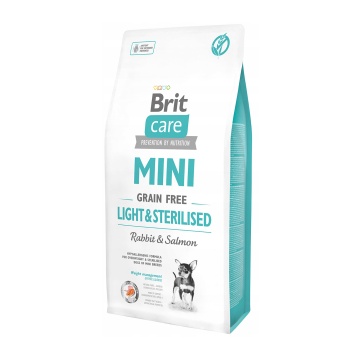 BRIT CARE MINI DOG ADULT GRAIN FREE LIGHT & STERILISED RABBIT & SALMON 7KG