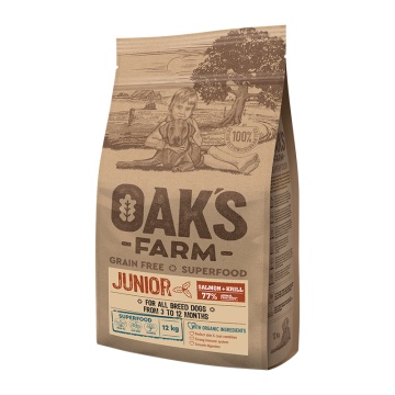 OAK'S FARM GRAIN FREE ALL JUNIOR SALMON& KRILL 12KG