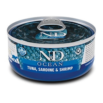 N&D OCEAN GRAIN FREE TUNA, SARDINES & SHRIMP 70GR