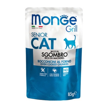 MONGE GRILL CAT SENIOR RICH IN MACKERELL 85GR