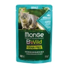 MONGE BWILD GRAIN FREE ADULT - CODFISH WITH SHRIMPS & VEGETABLES 85GR